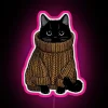 Cozy autumn sweater cat design RGB neon wall art display