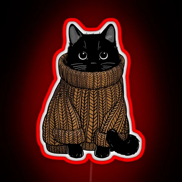 Cozy Autumn Sweater Cat RGB Neon Sign