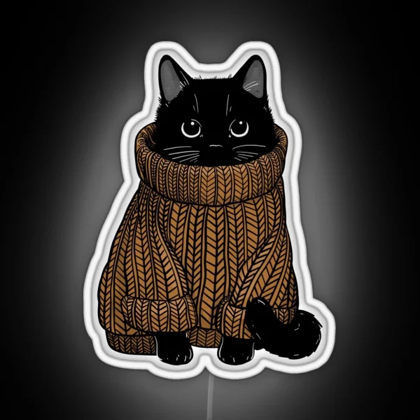 Cozy Autumn Sweater Cat RGB Neon Sign