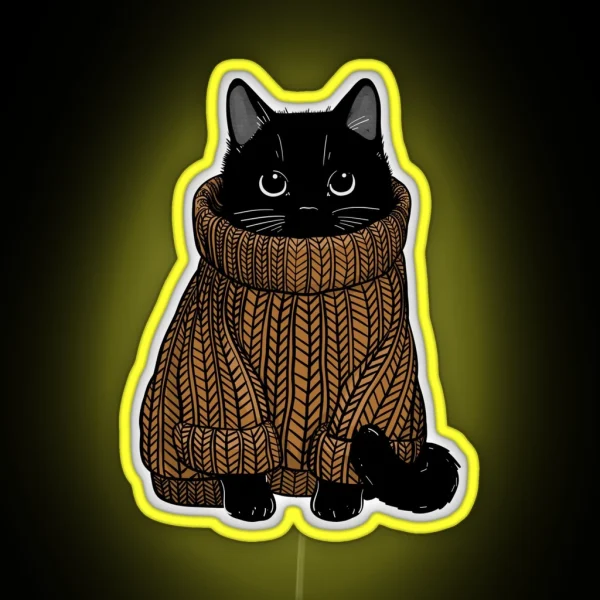 Cozy Autumn Sweater Cat RGB Neon Sign