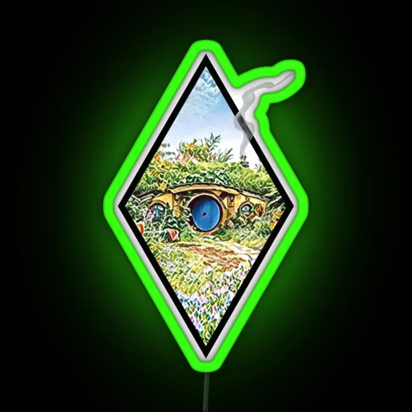 Cozy Home On A Hill With Smoke Coming Out Of A Chimney RGB Neon Sign