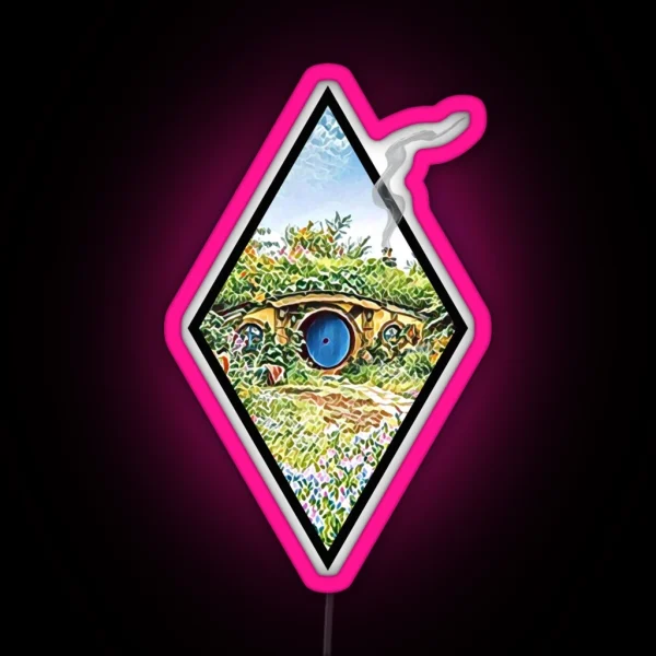 Cozy Home On A Hill With Smoke Coming Out Of A Chimney RGB Neon Sign