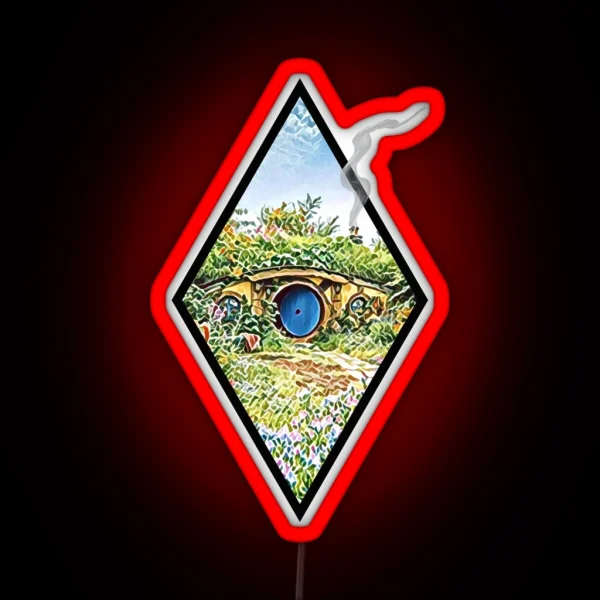 Cozy Home On A Hill With Smoke Coming Out Of A Chimney RGB Neon Sign