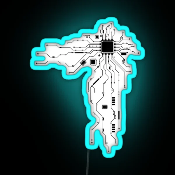 CPU Computer Heart Black RGB Neon Sign