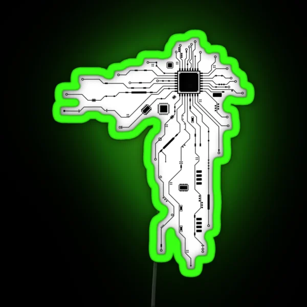 CPU Computer Heart Black RGB Neon Sign
