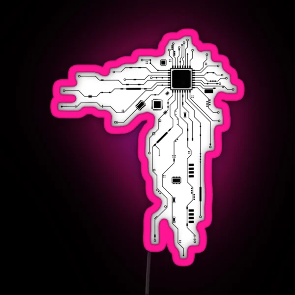 CPU Computer Heart Black RGB Neon Sign