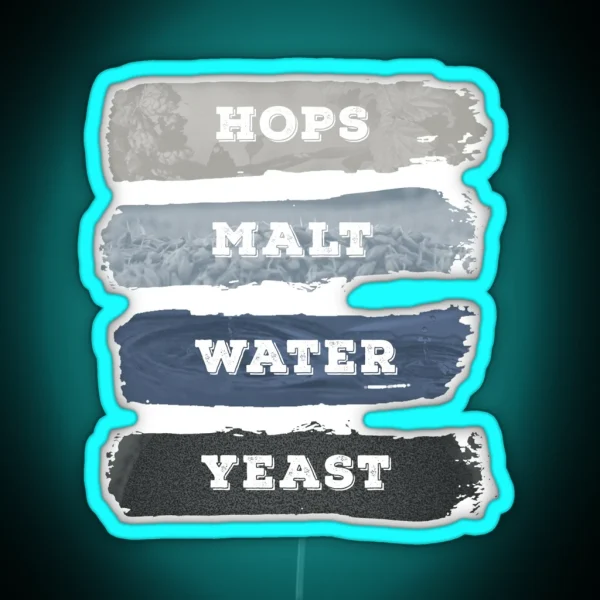 Craft Beer Hops Malt Water Yeast Beer Brewer RGB Neon Sign