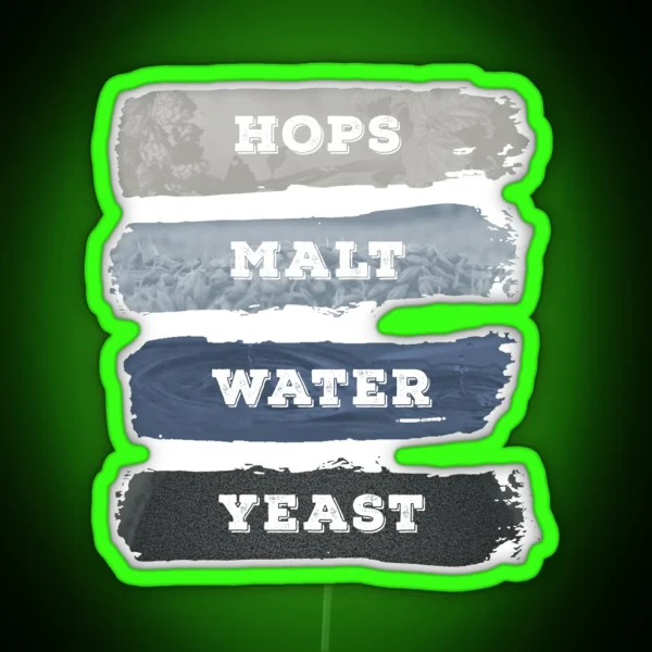 Craft Beer Hops Malt Water Yeast Beer Brewer RGB Neon Sign