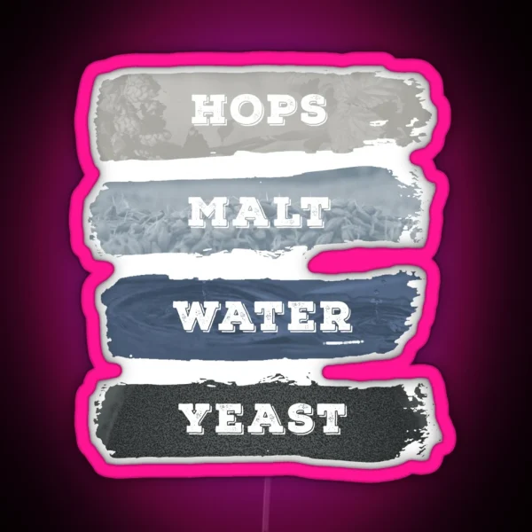 Craft Beer Hops Malt Water Yeast Beer Brewer RGB Neon Sign