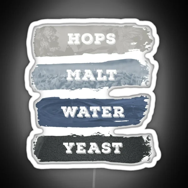 Craft Beer Hops Malt Water Yeast Beer Brewer RGB Neon Sign