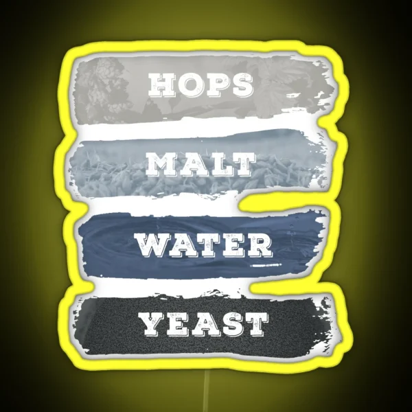 Craft Beer Hops Malt Water Yeast Beer Brewer RGB Neon Sign