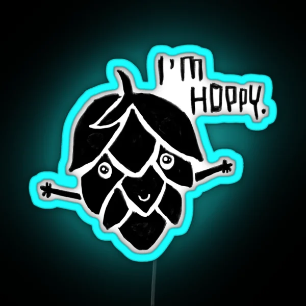 Craft Brewery Pun Happy Hoppy Hops Im Hoppy RGB Neon Sign