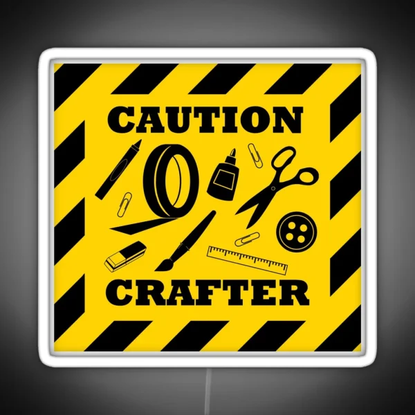 Crafters Caution Black And Yellow Sign RGB Neon Sign