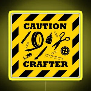 Crafters Caution Black And Yellow Sign RGB Neon Sign