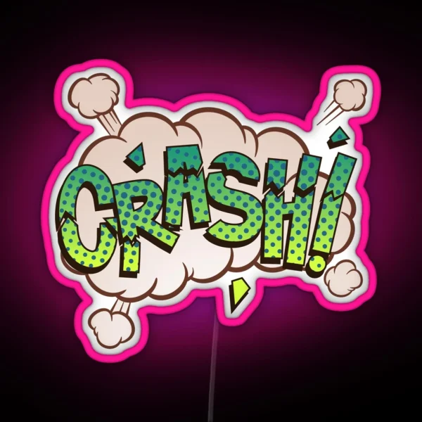 Crash Comic Book Funny Sound Effects RGB Neon Sign