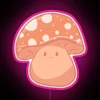 Vibrant Neon Sign Featuring a Fuzzy Orange Mushroom Inspired Design