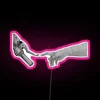 Iconic Renaissance-inspired motorcycle sculpture with vibrant RGB neon lighting accents.