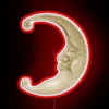 Ethereal Glow of Crescent Moon Illuminated with Vibrant RGB Neon Light