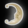 Eye-catching crescent moon shape in vibrant RGB illuminated neon lights