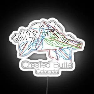 Crested Butte Colorado Tail Map Ski Snowboard Colorado Mountain RGB Neon Sign