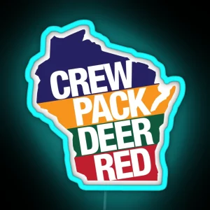 Crew Pack Deer Red Wisconsin RGB Neon Sign