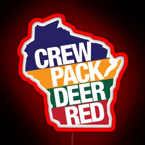 Crew Pack Deer Red Wisconsin RGB Neon Sign