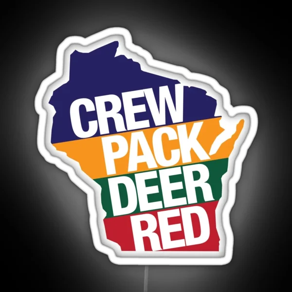 Crew Pack Deer Red Wisconsin RGB Neon Sign