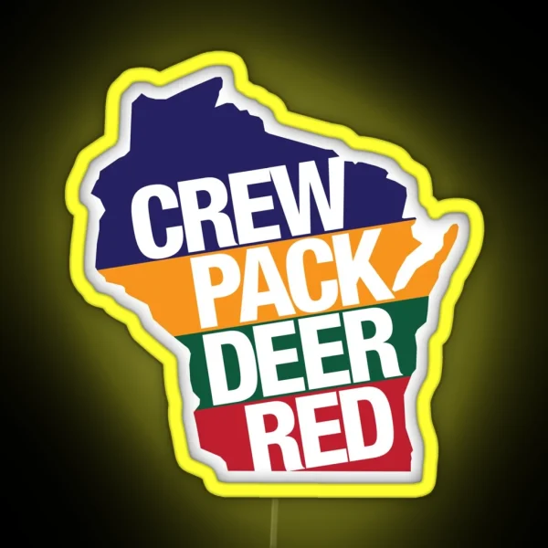Crew Pack Deer Red Wisconsin RGB Neon Sign