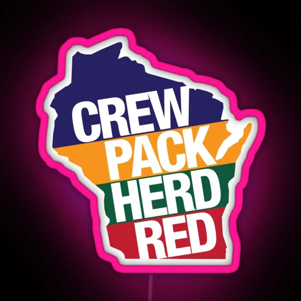 Crew Pack Herd Red Wisconsin RGB Neon Sign