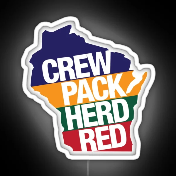 Crew Pack Herd Red Wisconsin RGB Neon Sign
