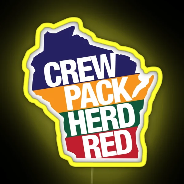 Crew Pack Herd Red Wisconsin RGB Neon Sign