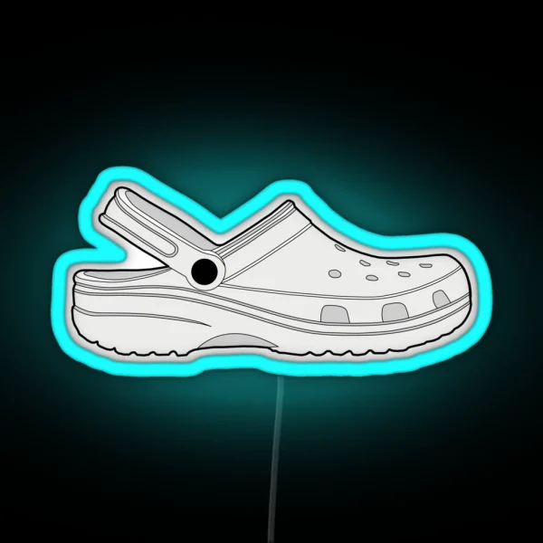 Croc Clog Shoe White RGB Neon Sign