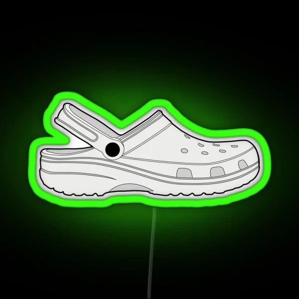 Croc Clog Shoe White RGB Neon Sign