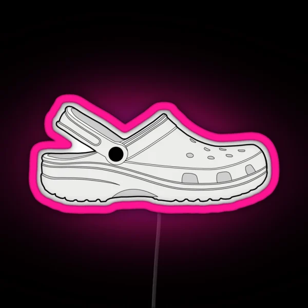 Croc Clog Shoe White RGB Neon Sign
