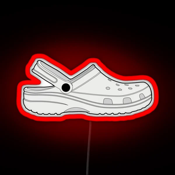 Croc Clog Shoe White RGB Neon Sign