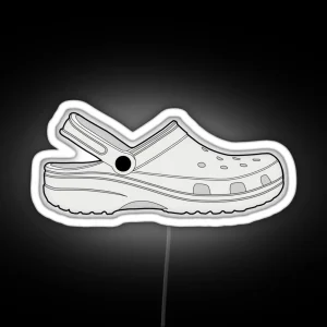 Croc Clog Shoe White RGB Neon Sign