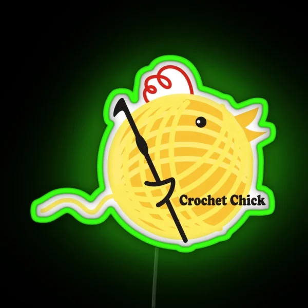 Crochet Chick Crochet Hook Ball Of Yarn Funny Led RGB Neon Sign