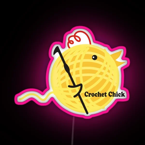 Crochet Chick Crochet Hook Ball Of Yarn Funny Led RGB Neon Sign