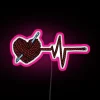 RGB Neon Canvas Sign with Crochet Heartbeat Pattern and Colorful Pulse
