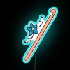 Neon Crochet Hook Wall Decor with Bright Colored Stitch Accent Lighting