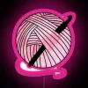 Unique Handmade Crochet Yarn Ball Neon Sign with Colorful Lighting Effects