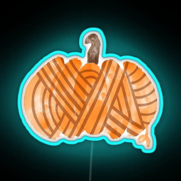 Crochet Yarn Pumpkin RGB Neon Sign