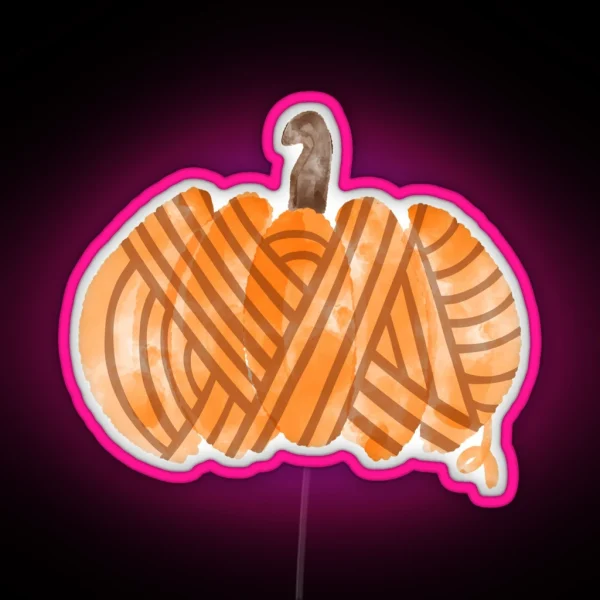 Crochet Yarn Pumpkin RGB Neon Sign