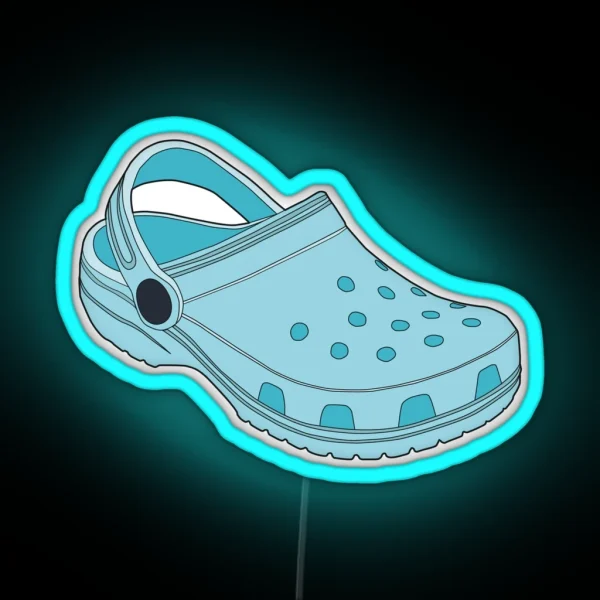 Crocs Shoe Light Blue RGB Neon Sign