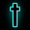 Electric Cross Symbol Made with Vibrant RGB Neon Accents Only
