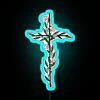 Vibrant Cross with Delicate Petals Neon Sign in 7 Colorful RGB
