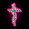 Vibrant cross-shaped decorative sign with colorful little flower accents.