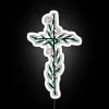 Vibrant 'Cross with Little Flowers' design in 7-color neon glow.