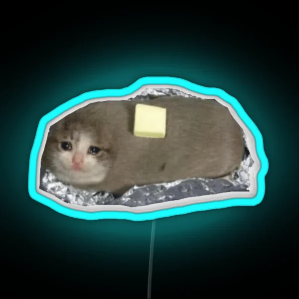 Crying Baked Potato Cat RGB Neon Sign