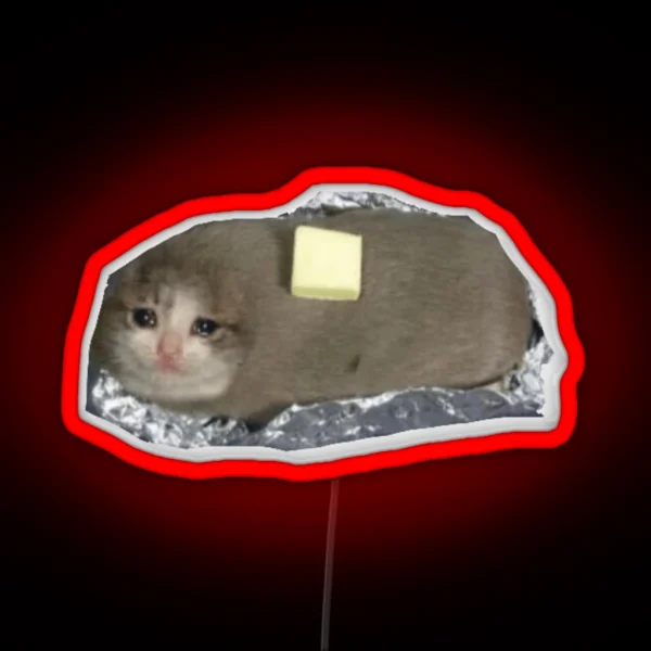 Crying Baked Potato Cat RGB Neon Sign